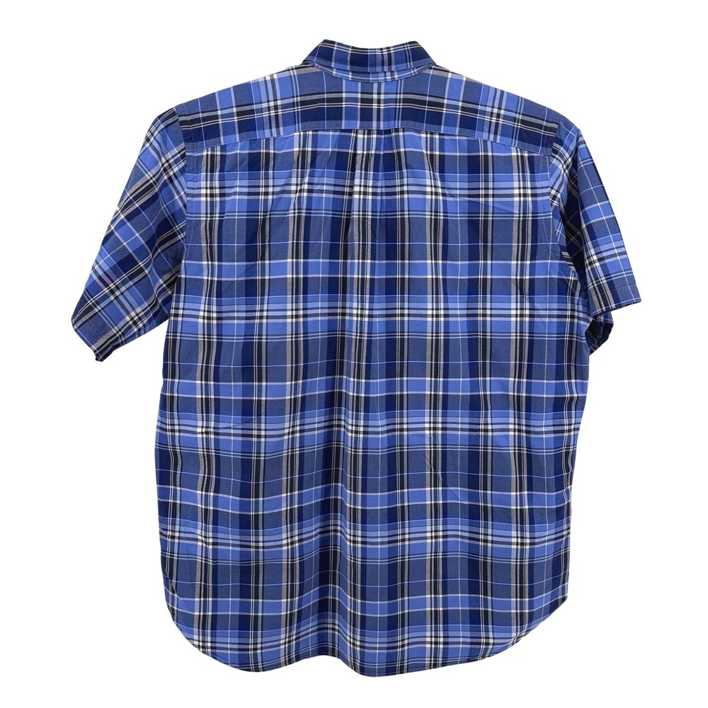 Polo Ralph Lauren Button Down Mens 2XLT Pre-Owned Shirt Blue Plaid SS Flesh Pony - Picture 7 of 11